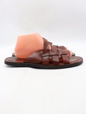 To Boot New York Sandals Men's Size 9 Brown Leather Slide Fisherman Italy